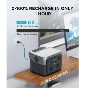 باتری خورشیدی اکوفلو مدل RIVER 2 Max Portable Power Station ظرفیت 512 آمپر ساعت